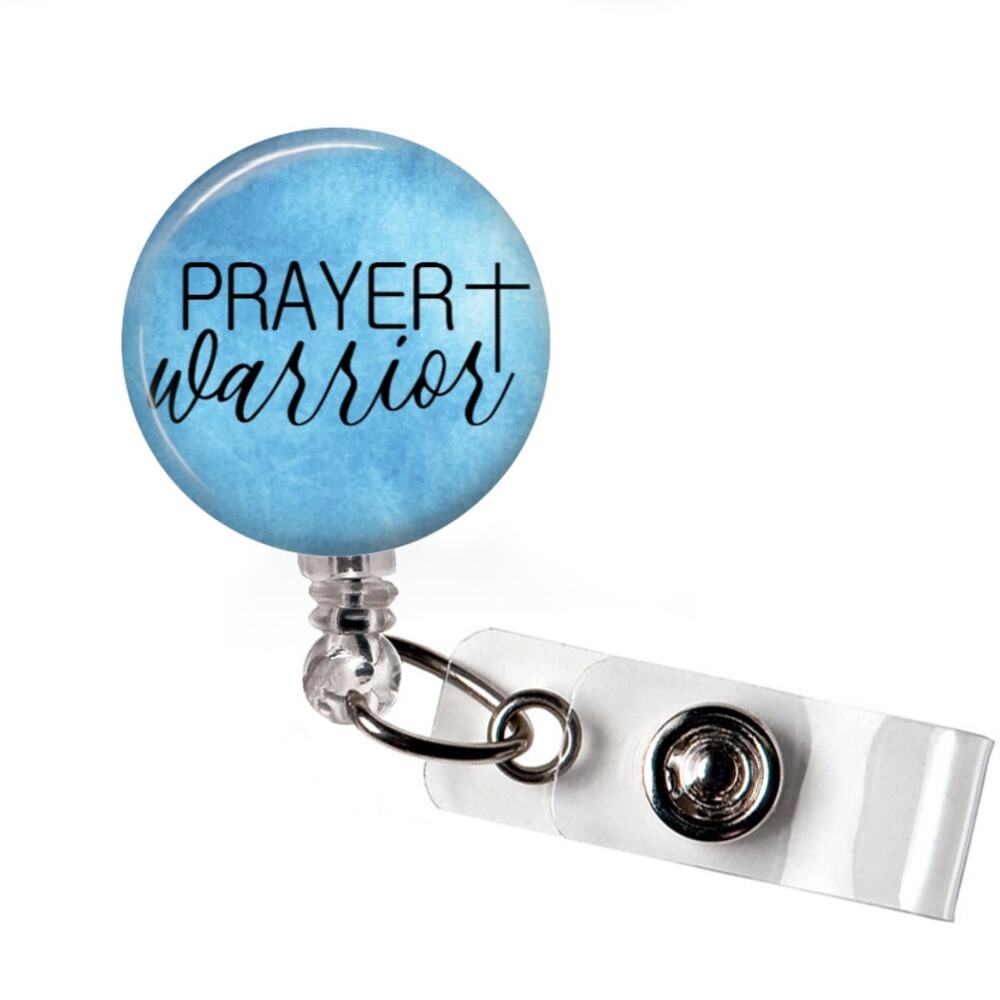 Prayer Warrior Badge Reel Christian Faith Religious Nurse ID Holder